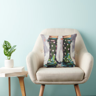 Coussin Peinture de bottes de pluie - Décoration de nurser