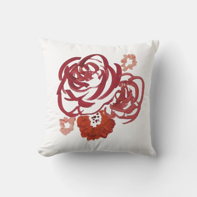 Coussin Peinture de bouquet de fleurs rouges (Recto)