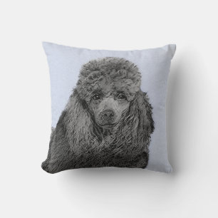 Coussin Peinture de caniche Miniature Jouet noir Art origi