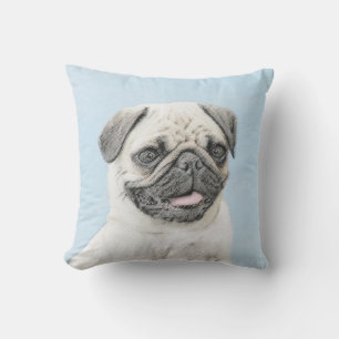 Coussin Peinture de carlin - Joli art original de chien