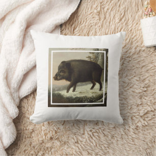 Coussin Peinture de chasse Brown vintage, Art de la faune