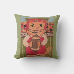 Coussin Peinture de chats de football d'art populaire