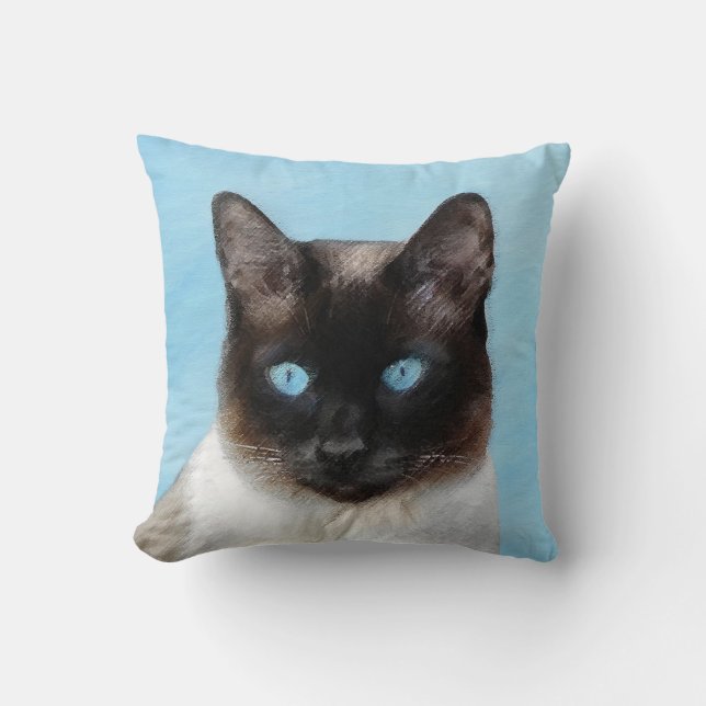 Coussin Peinture de chats de Siamese - Cute Original Cat A (Recto)
