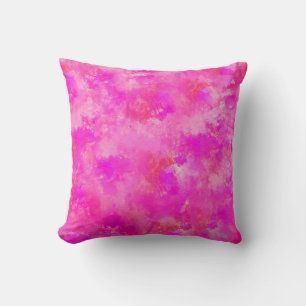 Coussin Peinture de couleur d'eau abstraite rose chaud