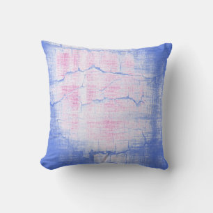 Coussin Peinture de crack bleu et rose Art Abstrait
