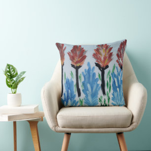 Coussin Peinture de fleurs à l'aquarelle