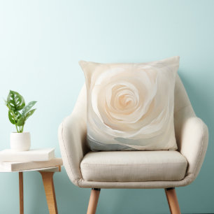 Coussin Peinture de fleurs abstraites de rose blanche