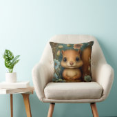 Coussin Peinture de fleurs bleues de bébé écureuil mignon (Chaise)
