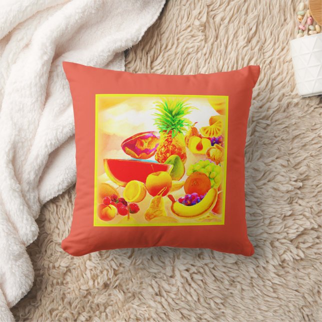 Coussin Peinture de fruits exotiques tropicaux. Commandez  (Couverture)