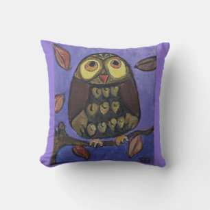 Coussin Peinture de hibou d'art folklorique