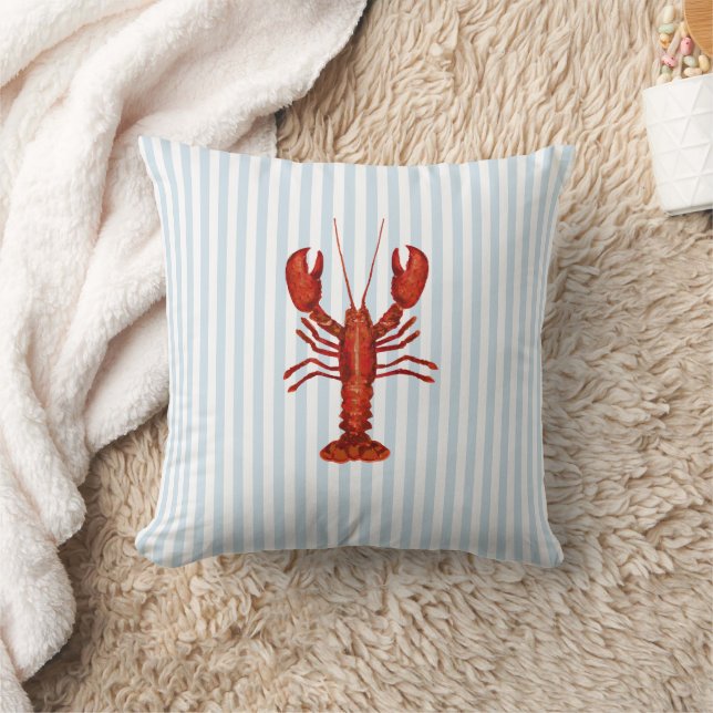 Coussin Peinture de homard Bleu Nautique Bleu Bande Côtièr (Couverture)