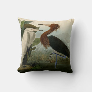Coussin Peinture de la faune d'Audubon Heron violet