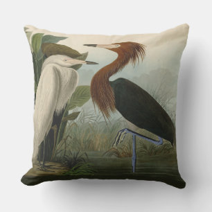 Coussin Peinture de la faune d'Audubon Heron violet