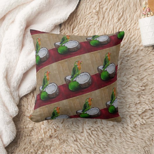 Coussin Peinture de la fête tropicale de l'inséparable par (Couverture)