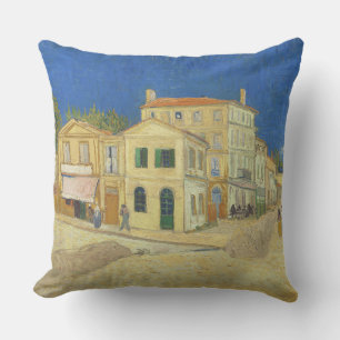 Coussin Peinture de la Maison Jaune avec Ciel Bleu de Van 