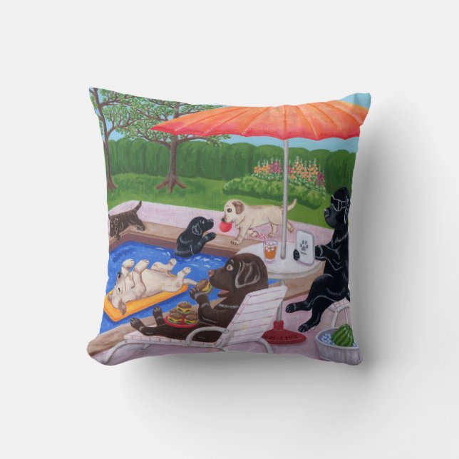 Coussin Peinture de Labradors 2 de réception au bord de la (Recto)
