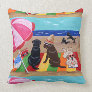 Coussin Peinture de Labradors de brise d'été