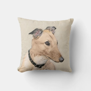 Coussin Peinture de lévrier - art original mignon de chie