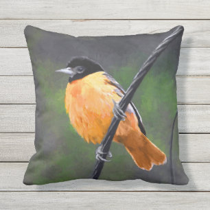 Coussin Peinture de loriot - art original d'oiseau