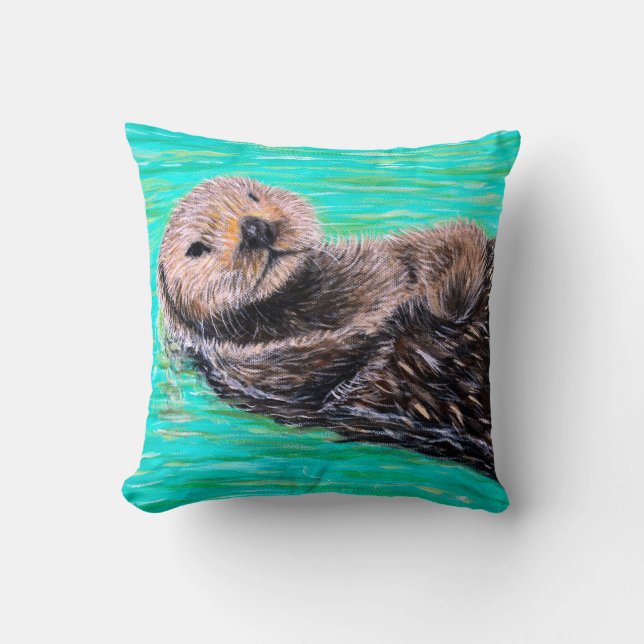 Coussin Peinture de loutre de mer (Recto)