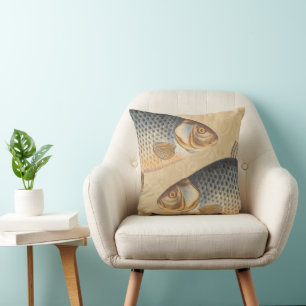 Coussin Peinture de pêche de carpe dessin d'eau douce