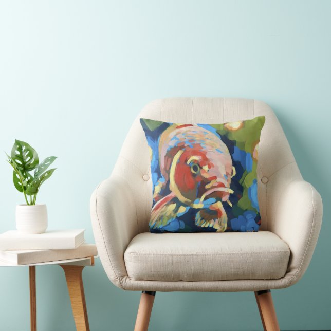 Coussin Peinture de poisson Koï / Poisson rayé - Décoratio (Chaise)