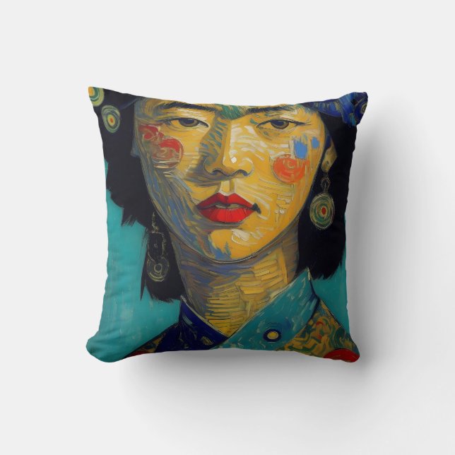 Coussin Peinture de portrait de femme (Recto)