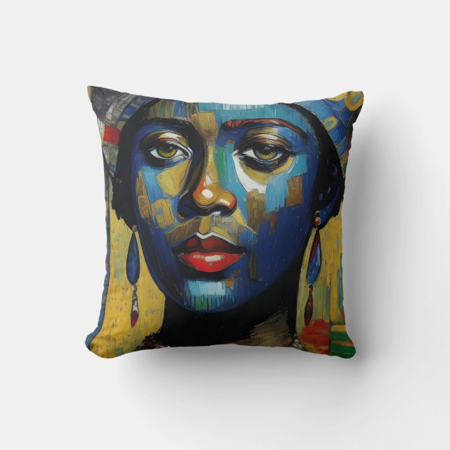 Coussin Peinture de portrait pour femme africaine #2 (Recto)