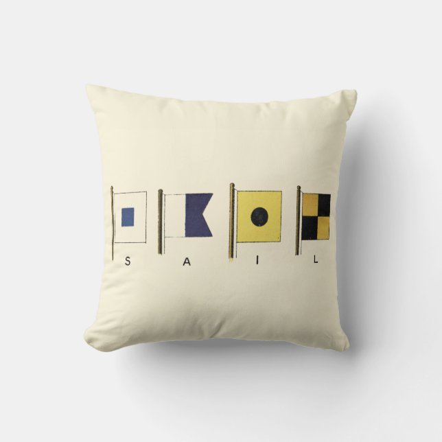 Coussin Peinture de quatre drapeaux avec voile écrite sous (Recto)