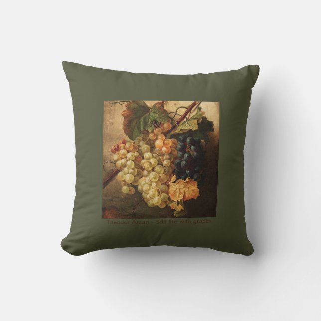 Coussin Peinture de raisins vintage automne vert  (Recto)