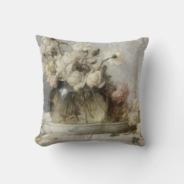 Coussin Peinture de roses blanches (Recto)