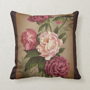 Coussin Peinture de roses roses et rouges