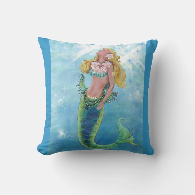 Coussin Peinture de sirènes rêveuse (Recto)