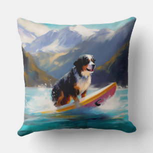 Coussin Peinture de Surf sur la Plage de Montagne Bernoise