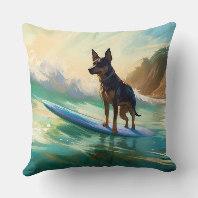 Coussin Peinture de Surf sur Plage de Kelpie Australien (Verso)