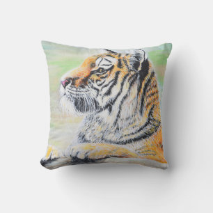 Coussin Peinture de tigre curieux