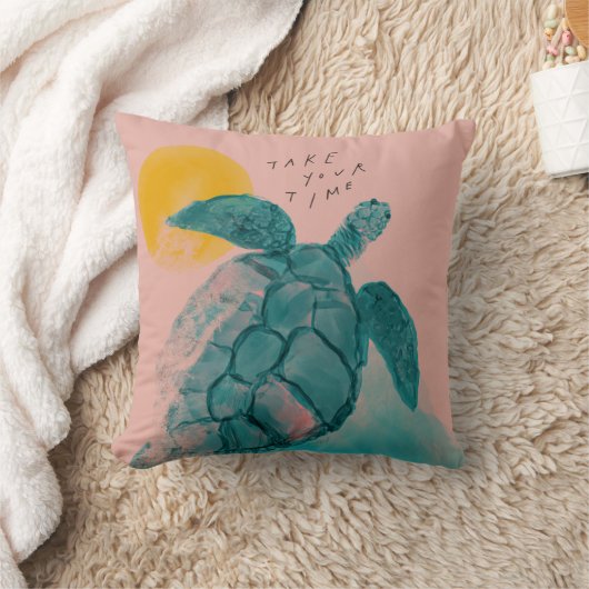 Coussin Peinture de tortue de mer rose (Couverture)
