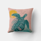 Coussin Peinture de tortue de mer rose (Verso)