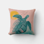 Coussin Peinture de tortue de mer rose (Recto)