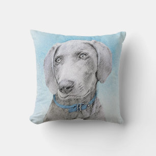 Coussin Peinture de Weimaraner - Art Original Mignon de Ch
