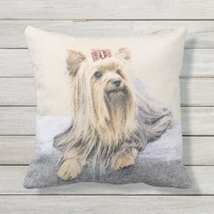 Coussin Peinture de Yorkshire Terrier - art original