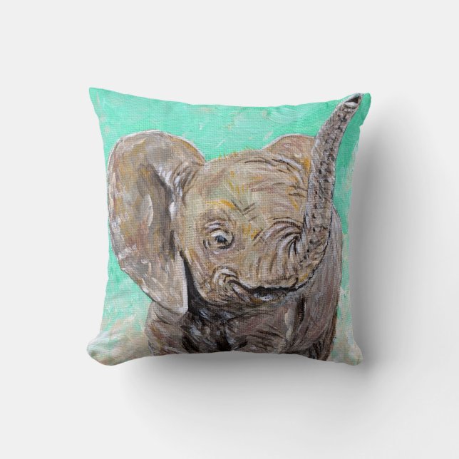 Coussin Peinture d'éléphant bébé (Recto)