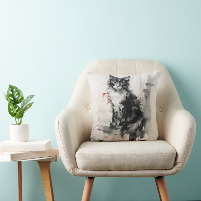 Coussin Peinture d'encre Kitten Nature (Chaise)