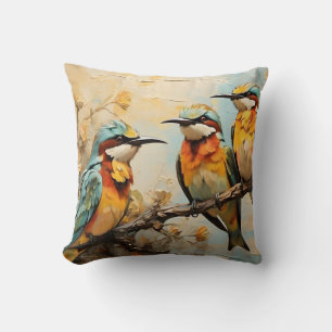 Coussin Peinture d'oiseaux colorés #2