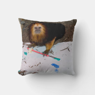 Coussin Peinture D'or-Dirigée de Tamarin de lion