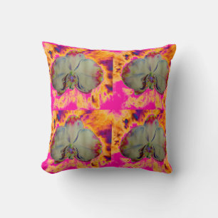 Coussin Peinture d'orchidée aquarelle abstraite boho éléga
