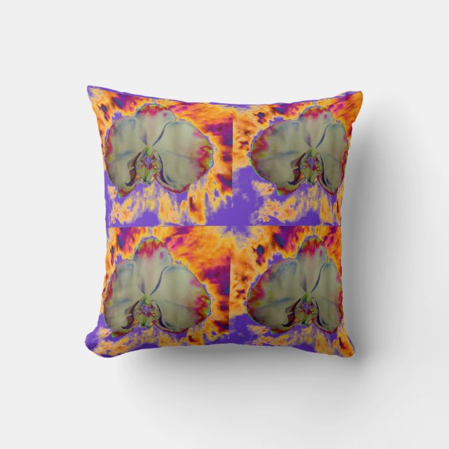Coussin Peinture d'orchidée aquarelle abstraite boho éléga (Recto)