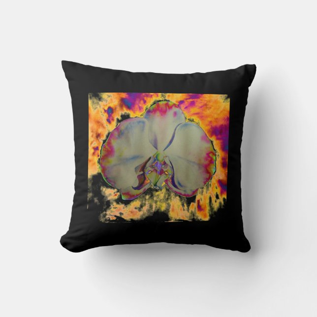 Coussin Peinture d'orchidée aquarelle abstraite boho éléga (Recto)