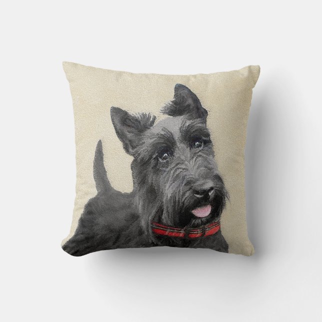Coussin Peinture écossaise Terrier - Cute Original Dog Art (Recto)