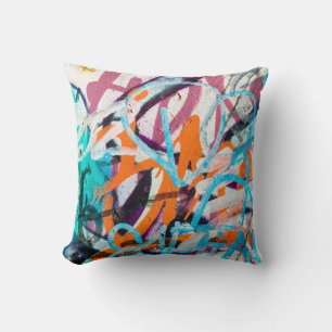 Coussin Peinture endommagée en béton, patinée, murale usée